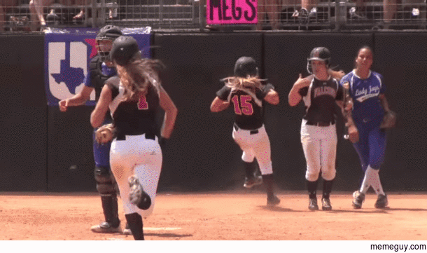 Texas high school softball catcher knocks baserunners to the ground as they cross home plate