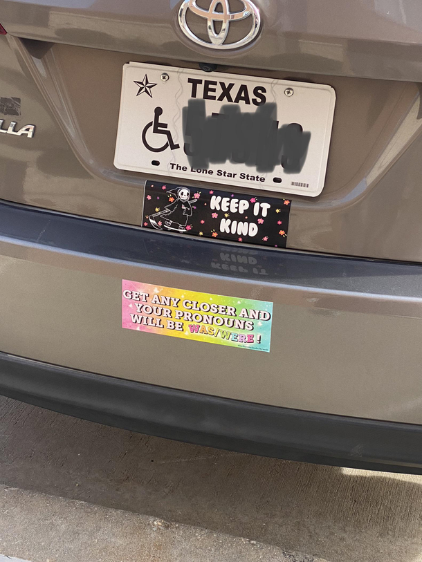 The combo of these two stickers Saw this at my college just now