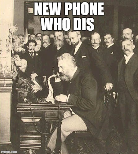 The creator of the telephone testing out his new invention