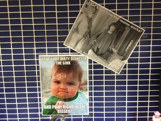 The elderly office manager misused the success kid meme