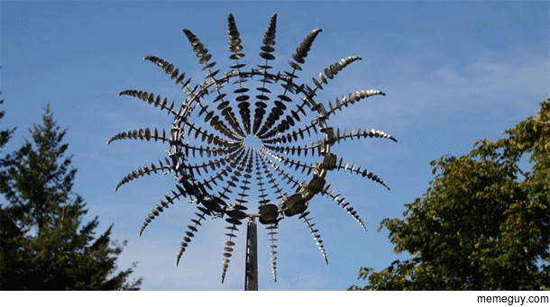 The kinetic sculpture made by Anthony Howe