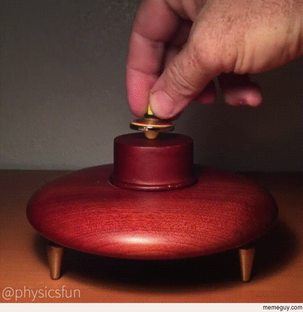 The Levitron where the pull of gravity is equal to the magnetic repulsion