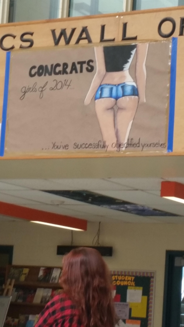 The new banner in our school The girls are furious