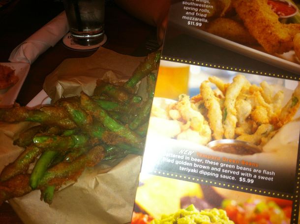 The tempura green beans looked delicious on the menu I think they fell a smidge short