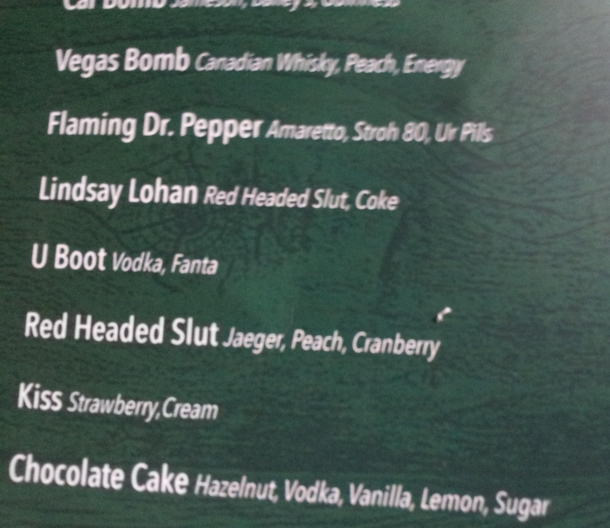 there is a Lindsay Lohan in this cocktail menu