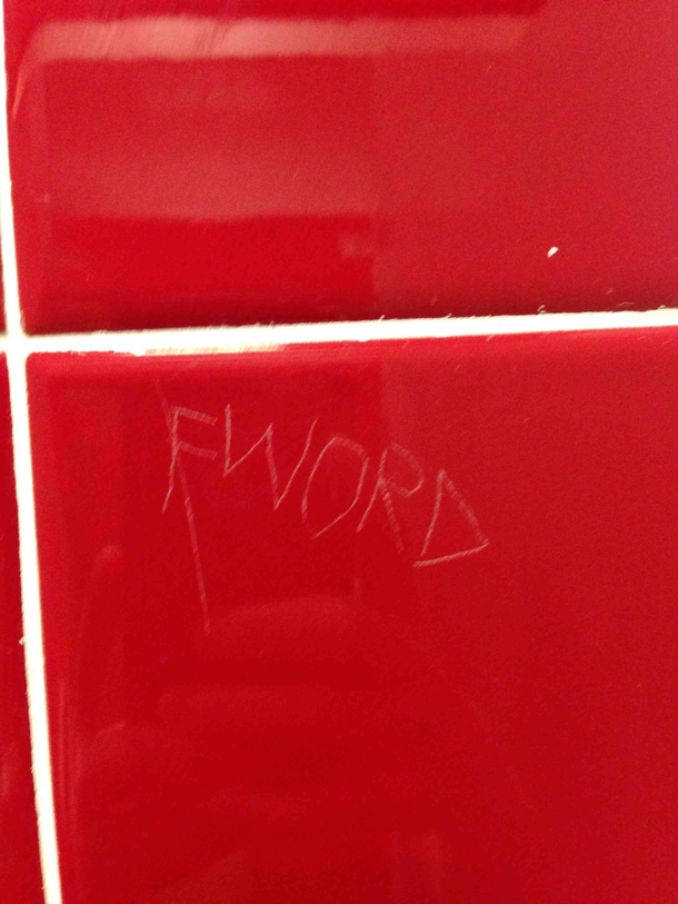 These bathroom stall carvings are really starting to get offensive