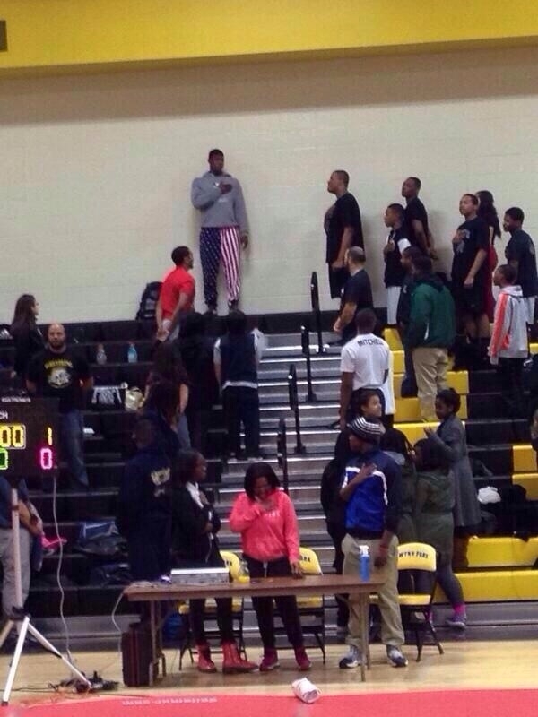 They didnt have a flag at the game so they used his pants