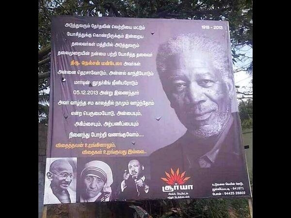 This billboard just went up in India to celebrate the life of Nelson Mandela