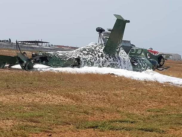 This crashed helicopter looks incredibly distressed