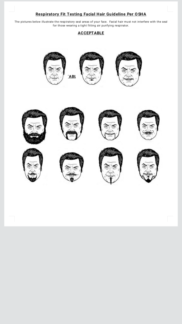 This guide to OSHA approved facial hair while wearing a respirator looks like a style guide for Ron Swanson