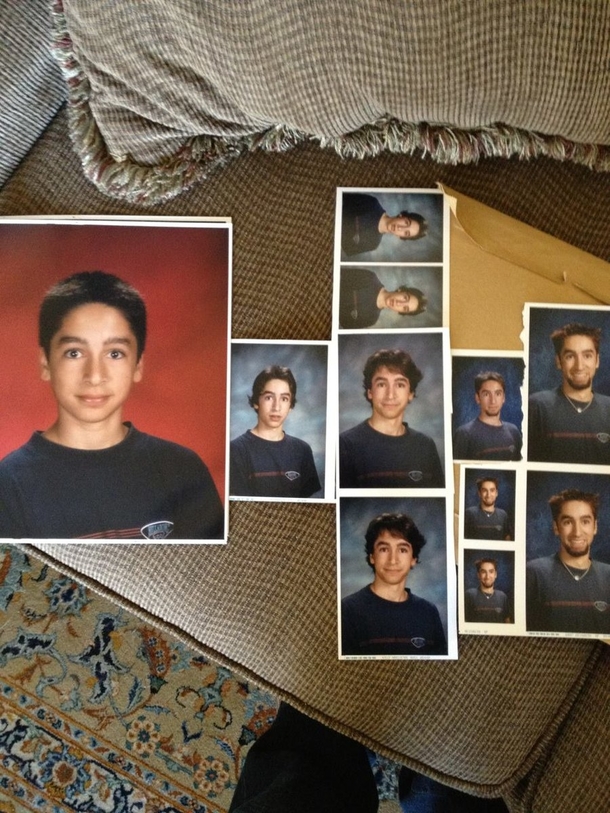 This guy wore the same shirt in every school photo from Grade  to Grade 