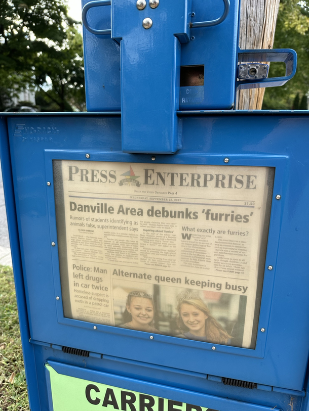 This is todays headline in my rural PA town