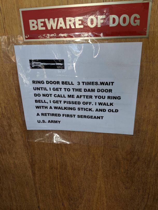 This sign on my grandpas door