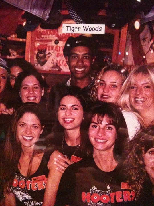 Tiger Woods apparently Hooterd his way across the country - this was hung next to my table in Boca Raton Florida