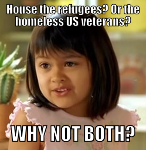 To everyone saying we should be housing the homeless US Vets not the refugees