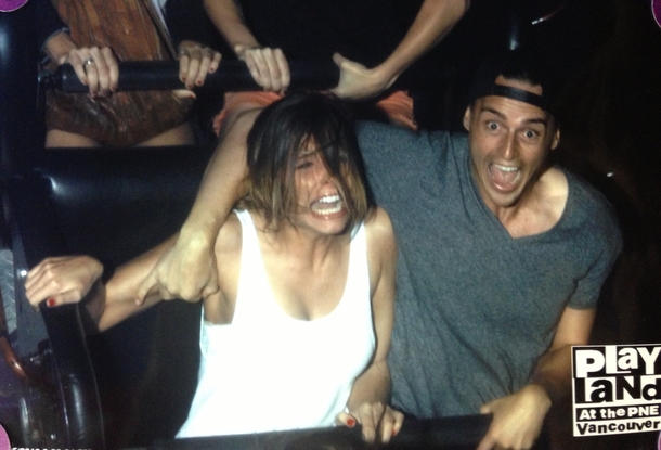 Took my girlfriend on her first roller coaster ever I think it was a success Shes 