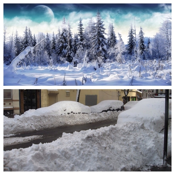 Top what snow looks like to a southerner Bottom what snow looks like to a northerner