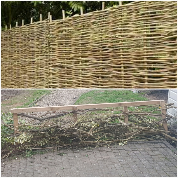 Tried building a weaved fence using the branches from hacking my garden back and it went terribly wrong A it doesnt look pretty and B when I burned the remnants of the branches and leaves my neighbours tried kicking in my garden gate as they thought my ho