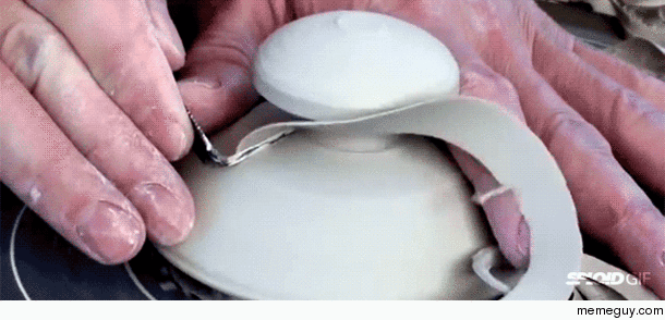 Trimming clay jar lids