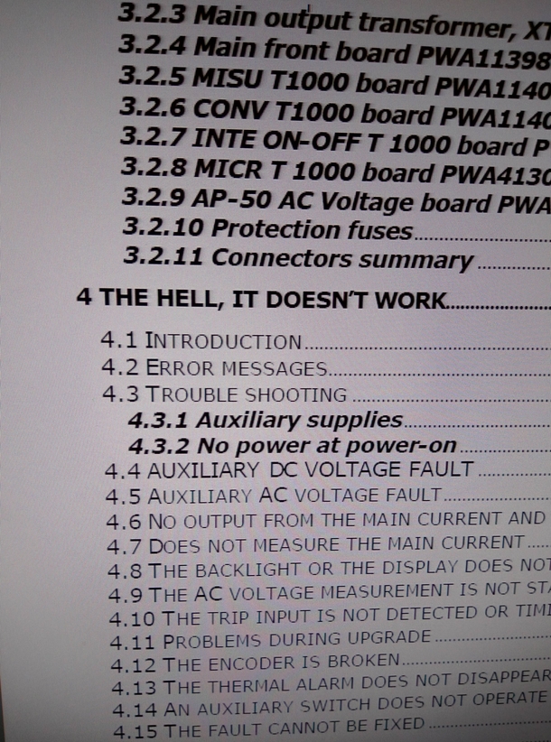 Troubleshooting from a manual at my work