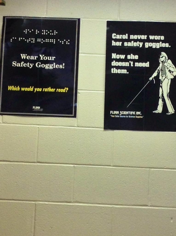 Two posters in a science lab at my school