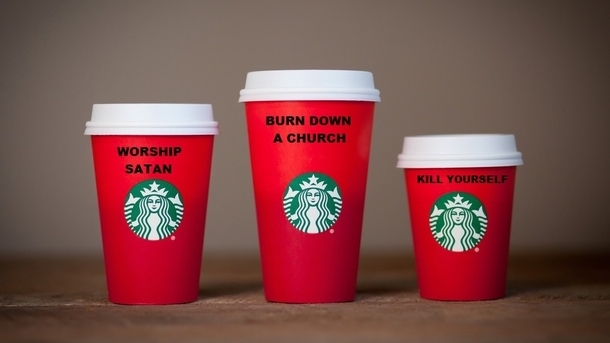 Upon closer inspection I kinda get why Christians are upset about the new Starbucks holiday cups
