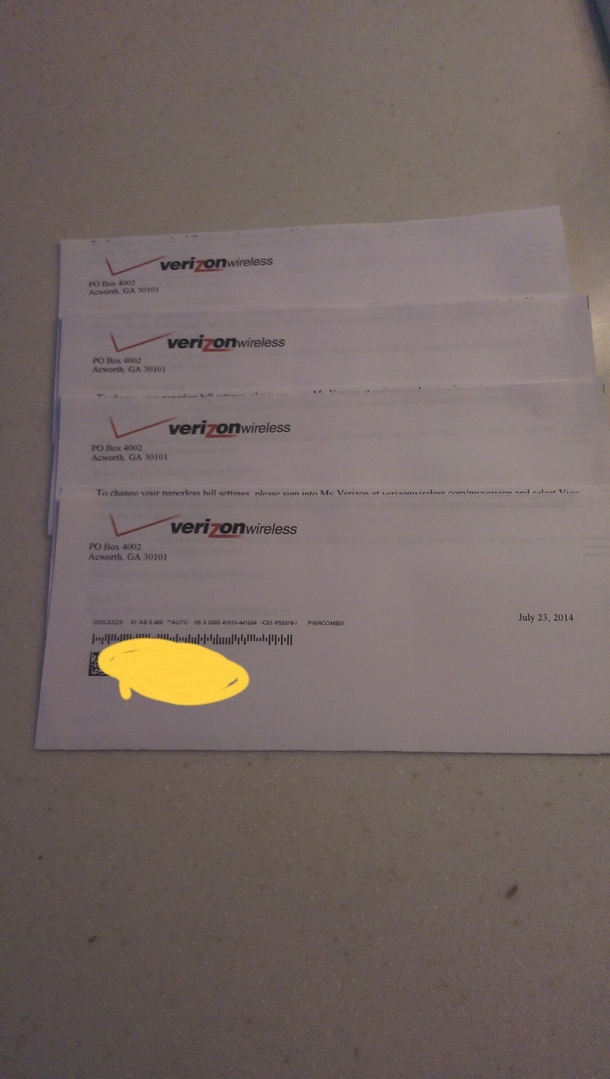 Verizon wanted to thank me for enrolling in paperless billing times