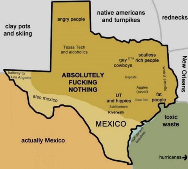 Visiting Texas this month My understanding of the state so far
