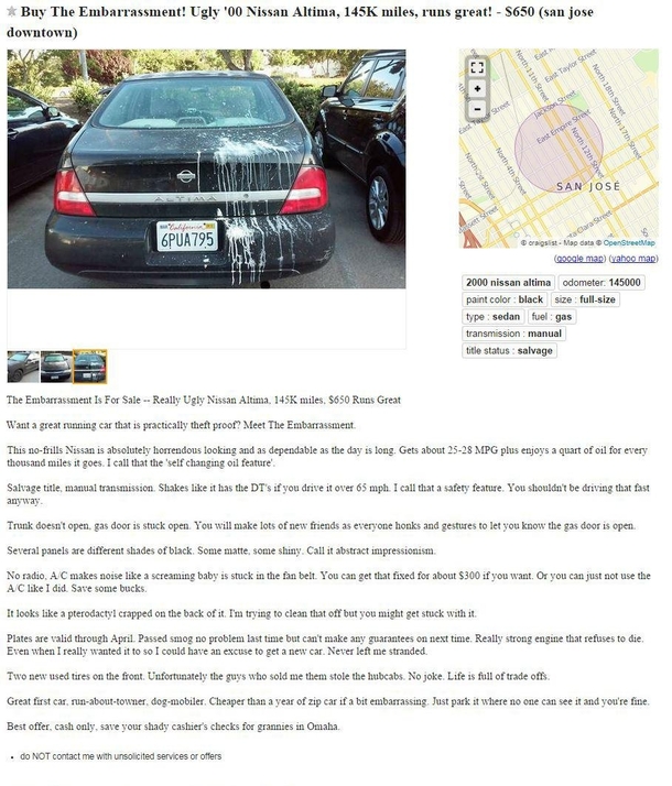 Was browsing craigslist for a reasonably priced used car I think I have found the one Meet The Embarrassment