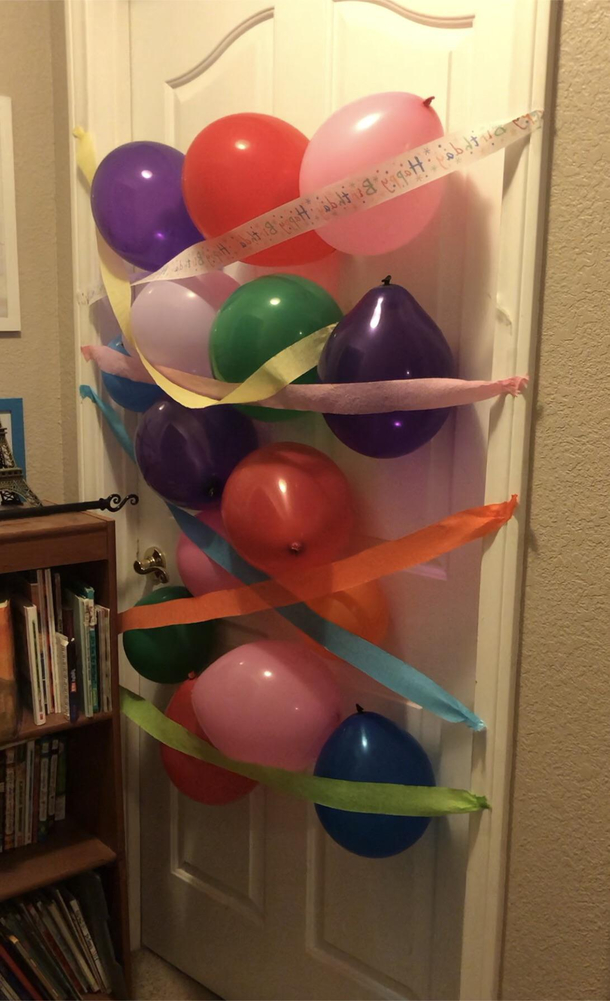 We set this up for my daughter when she wakes up to on her birthday When we are stuck at home because everything is shutdown there is no choice but to get creative