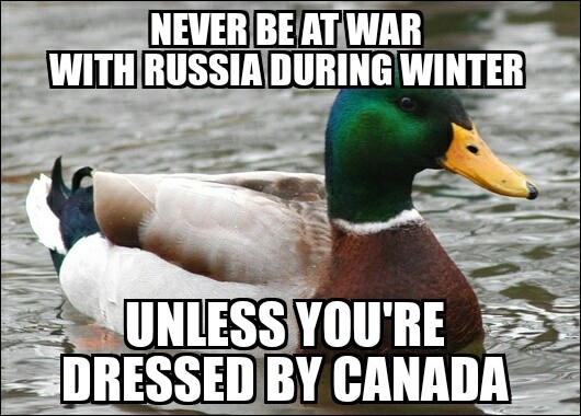 When learning that Canada is to send winter equipment to Ukraine
