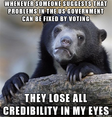 Whenever someone suggests that problems in the US government can be fixed by voting