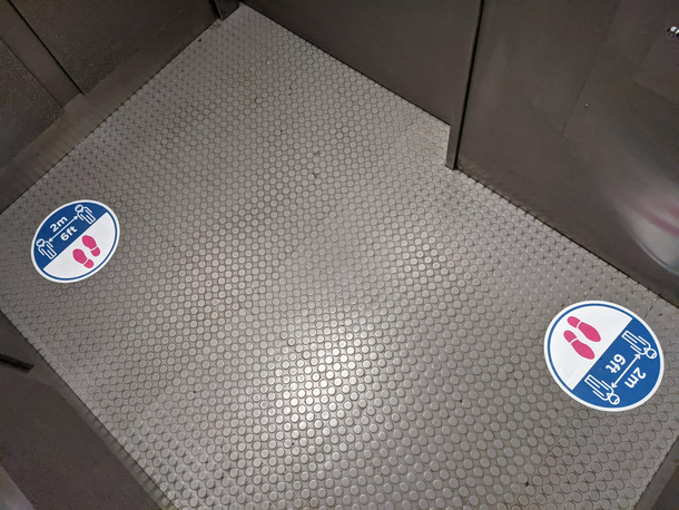 Whoever installed these stickers isnt ready to socialize in person yet