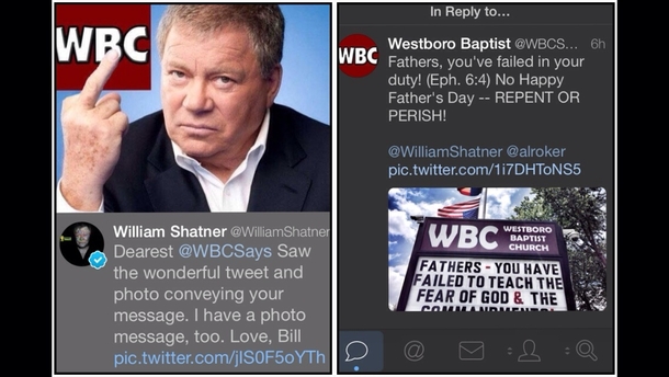 William Shatner posted this response to WBC tweet