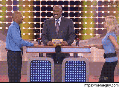 Woman tries to distract man on Family Feud