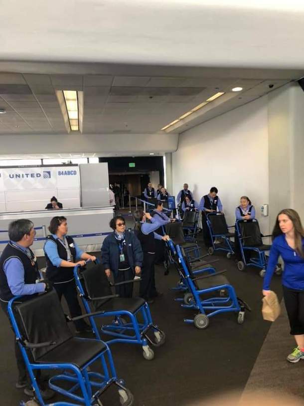Yesterday in San Francisco this greeting awaited a deaf track and field team The airline said the passengers were disabled