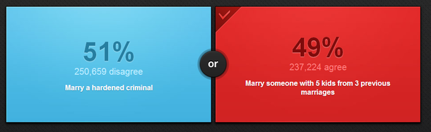 You know youve made some poor choices as a  year old when your last relationship is featured as a Would you Rather
