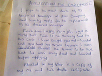  Job application letter