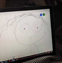  year old just drew this picture of Dadso glad she didnt draw it in school 