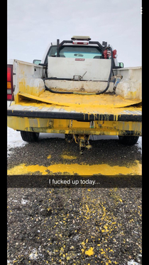 A buddy snapped me this today He was spinning donuts in the company lot with striping paint in the bed of the truck