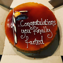 A cake from a bf to gf after  months together she finally farted