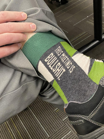 A co-worker of mine flashed me his socks during todays meeting