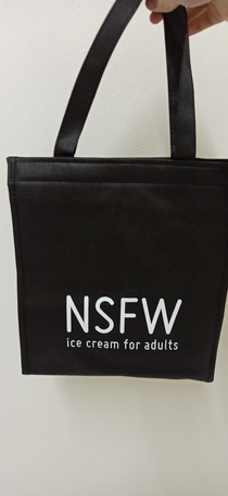 A cooler bag from my local ice cream shop that mostly sells alcoholic ice cream