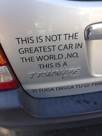 A friend spotted this on a car in their town