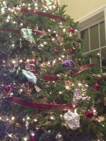 A friends -year-old daughter decided to add her own ornaments to the Christmas tree