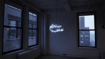 A lamp that simulates a thunderstorm both in light and sound