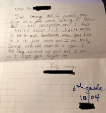A letter I wrote to my middle school principal after I farted in the middle of his speech
