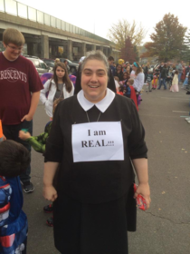 A nunteacher at my daughters Halloween parade She goes to a catholic school