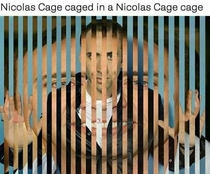 A post of Nicholas Cage in a Nicholas Cage cage