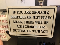 A sign at my local car rental shop